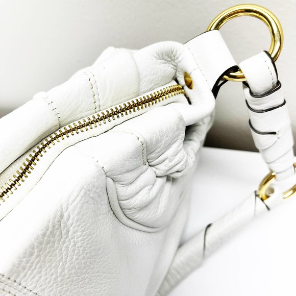 B. Makowsky White Leather Satchel Handbag - Picture 5 of 11